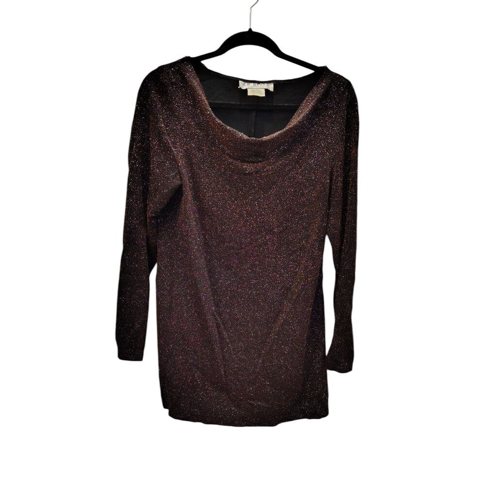 JR Nites Black and and silver like‎ sparkle beautiful long sleeve swoop neck